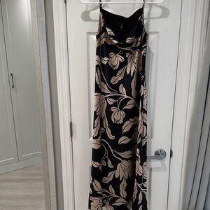 White House Black Market Black and Cream Maxi Dress